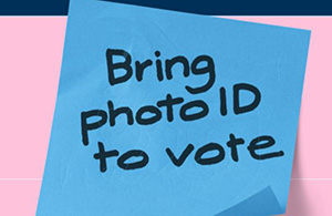 Bring photo ID to vote sticky note