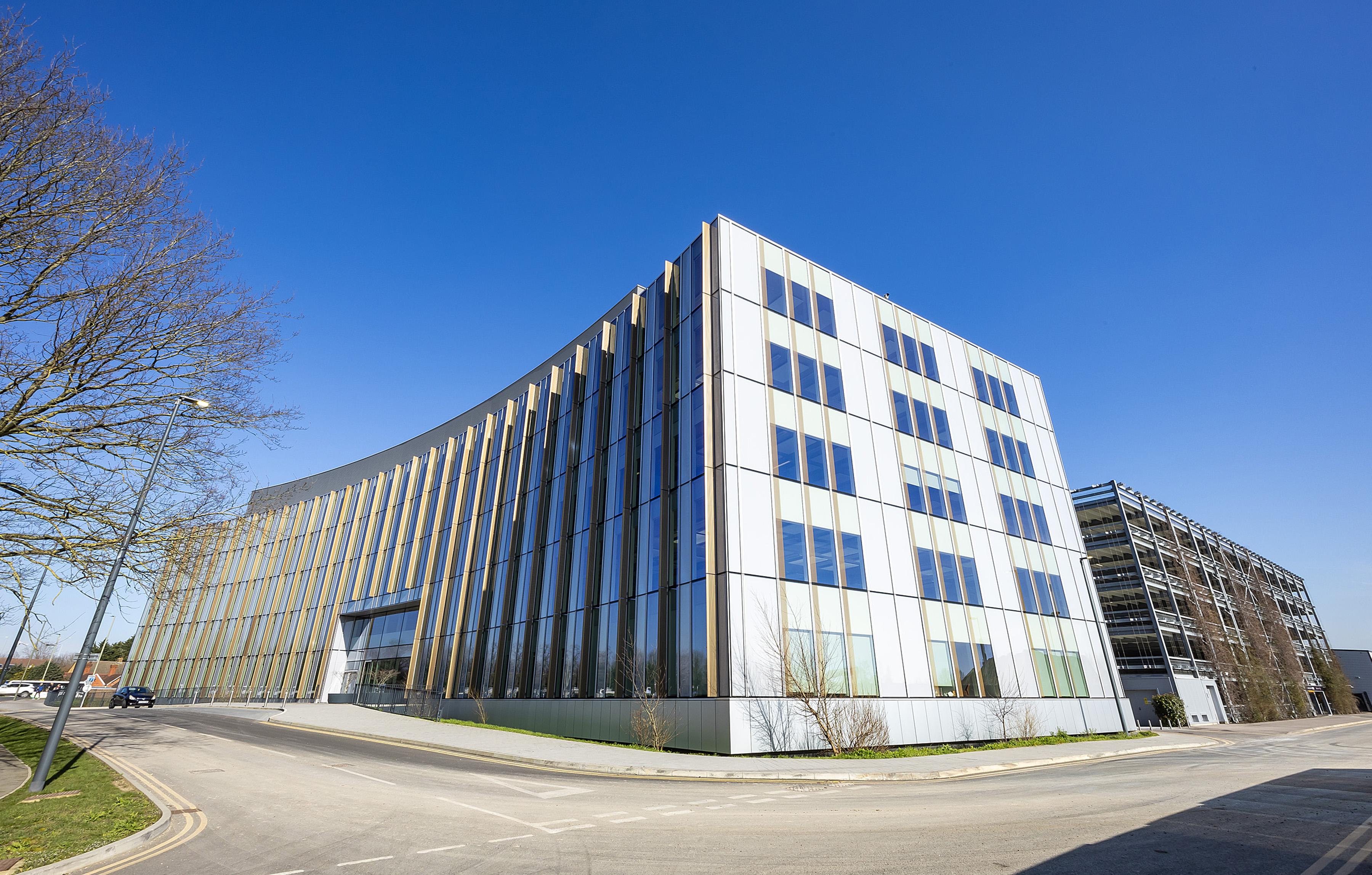 A modern glass and steel building