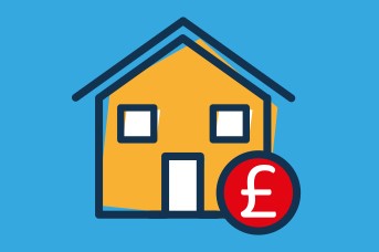 Drawing of a house with a &pound; sign