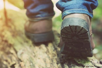 A person walking wearing walking boots