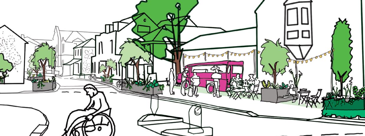 Drawing of improvements to Guildford Street, Chertsey