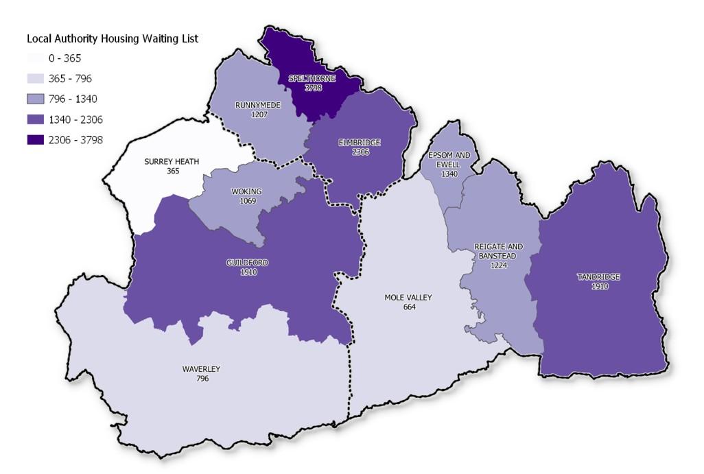 Local aauthority housing waiting list map