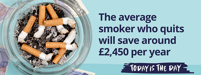 The average smoker who quits will save £2,450 per year