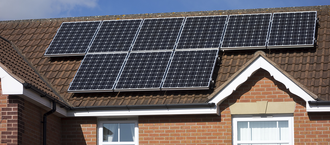 Roof with solar panels