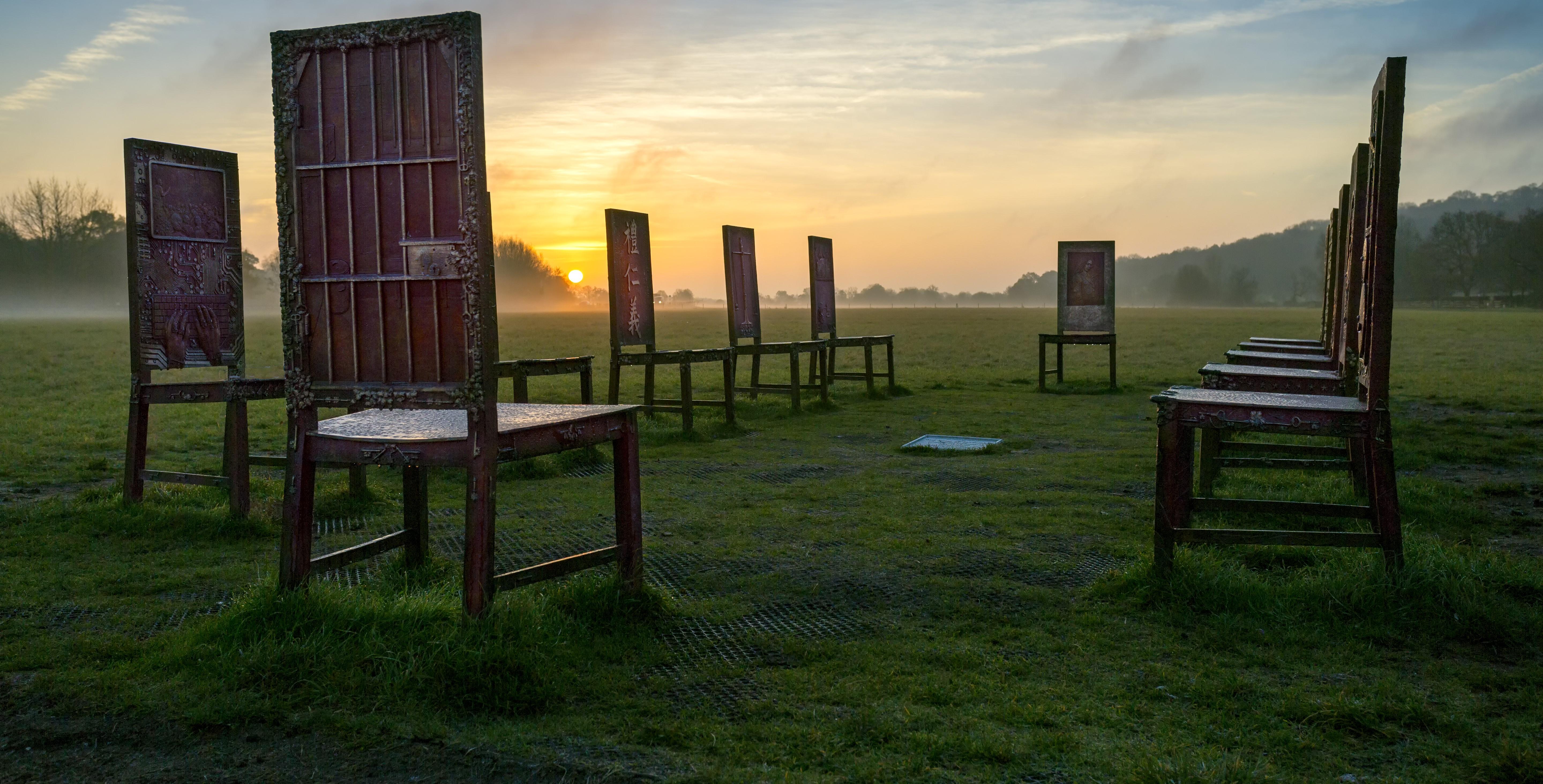 The jurors chairs at Runnymede Magna Carta Site