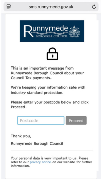 A text received from Council Tax - 1
