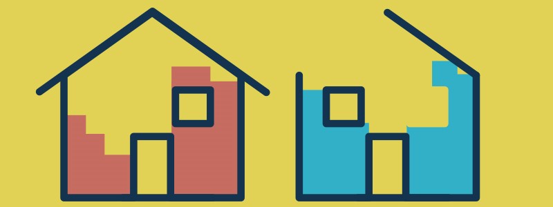 Two part built houses icons